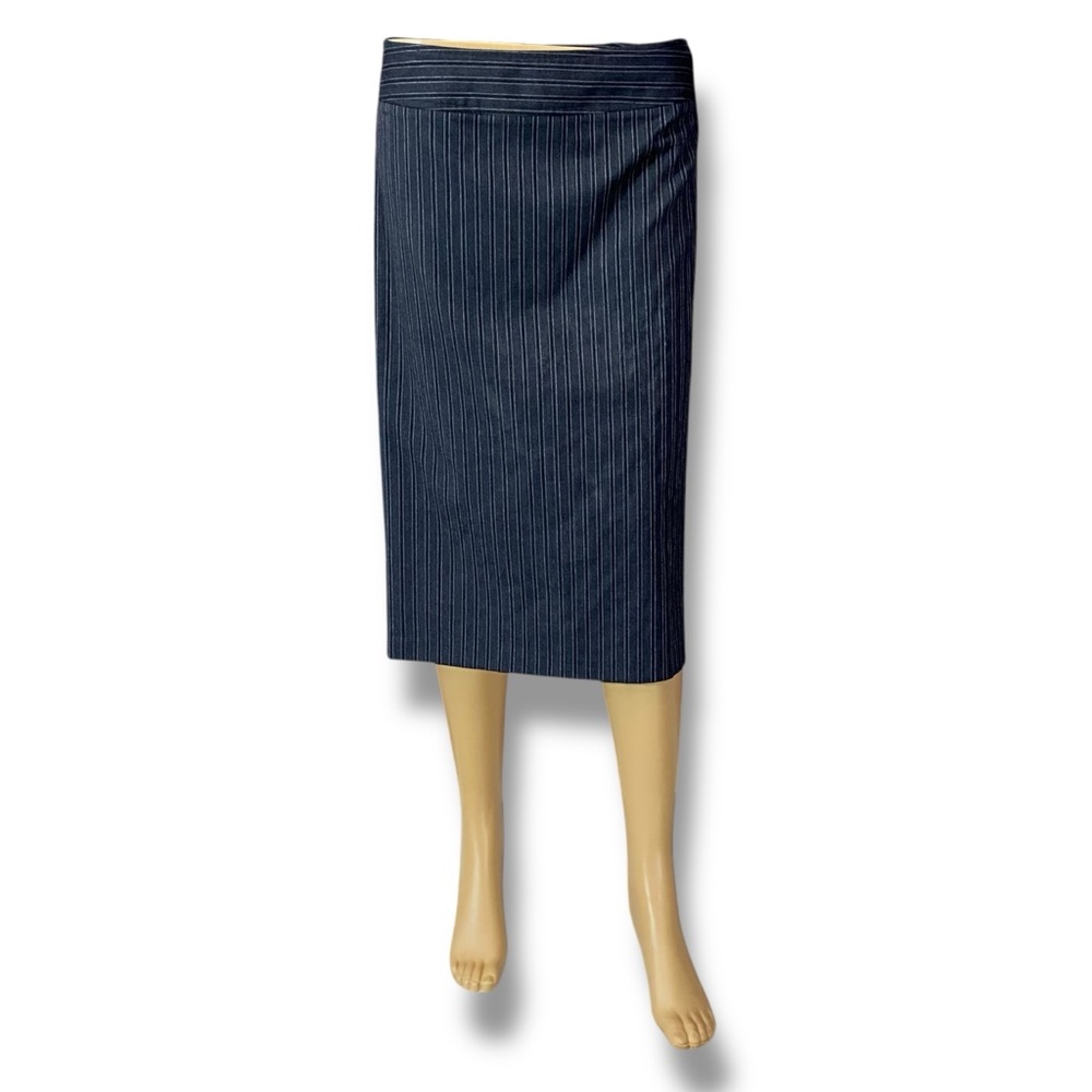 Candie's Pinstripe Pencil Skirt with Bows above Slits in Back